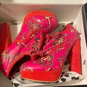Iron Fist Pink and Red Floral Platform Shoes